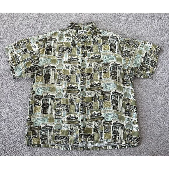 Big Dogs Hawaiian Shirt Mens XL All Over Fishing Fish Print Button Up Rayon - Picture 2 of 11